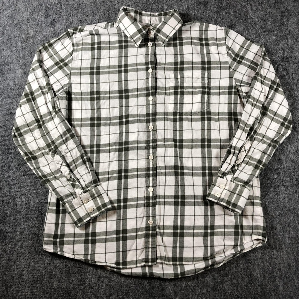 J.Crew Shirt Mens Small Green White Plaid Button‎ Down Long Sleeve Cotton Casual